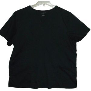 Scrubstar Men Scrub Top Large Black Premium V Neck Short Sleeve Pockets scrubs l